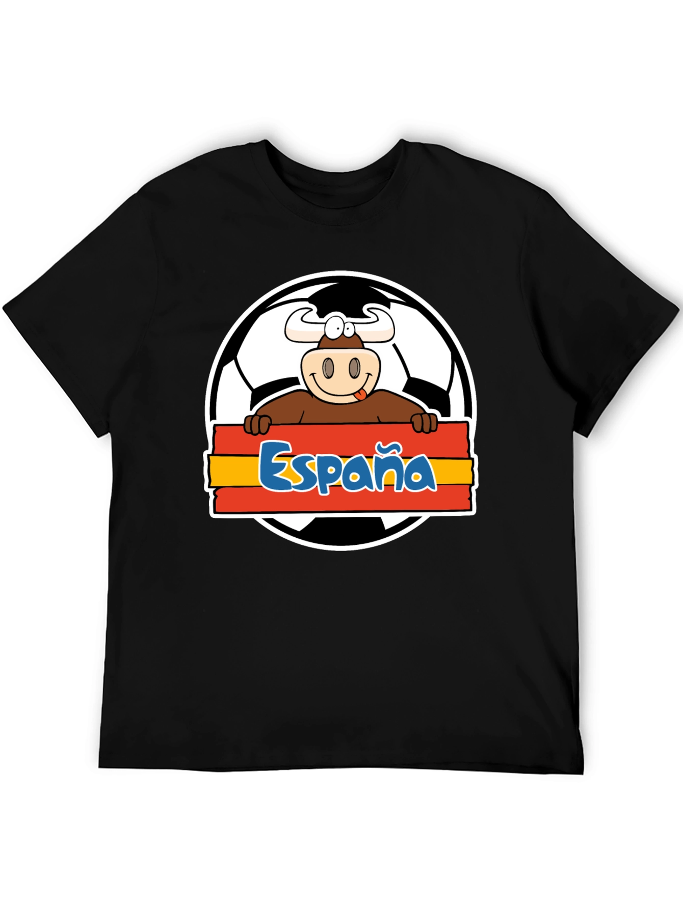Black Spain Soccer Bull T-Shirt - Viva España Football Tee! view 5