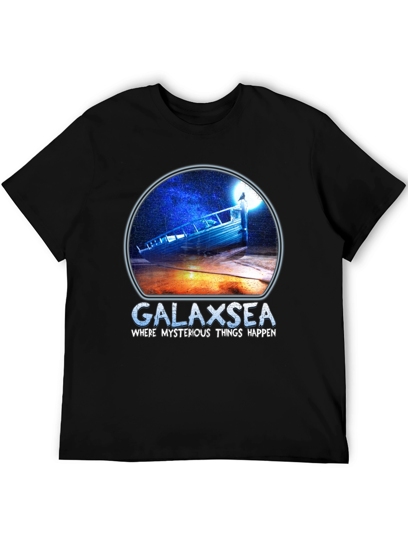 Black Galaxsea Graphic T-Shirt - Mysterious Design view 5