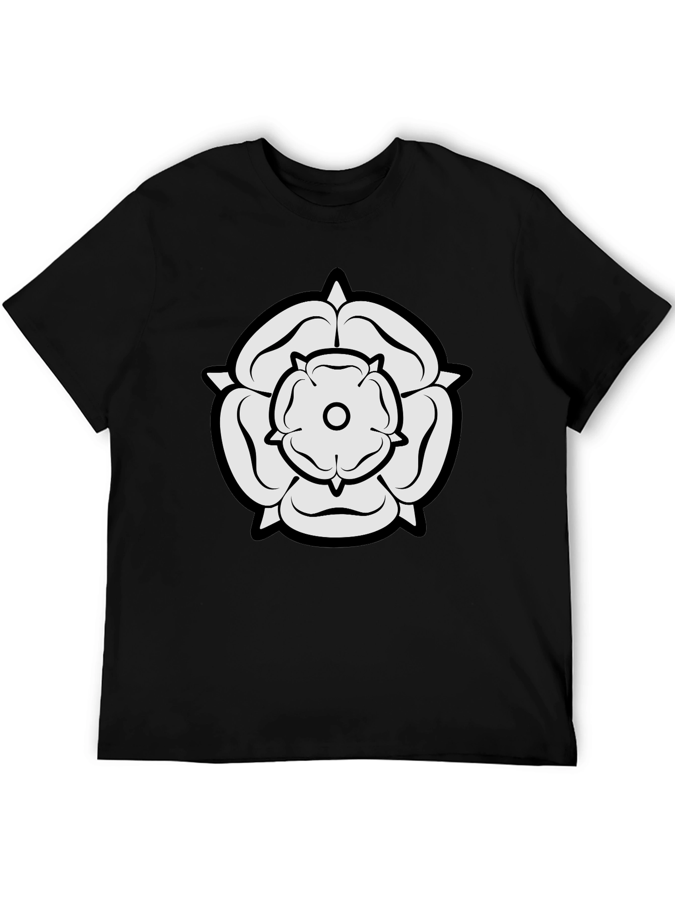 Black White Rose Graphic Black Tee view 5