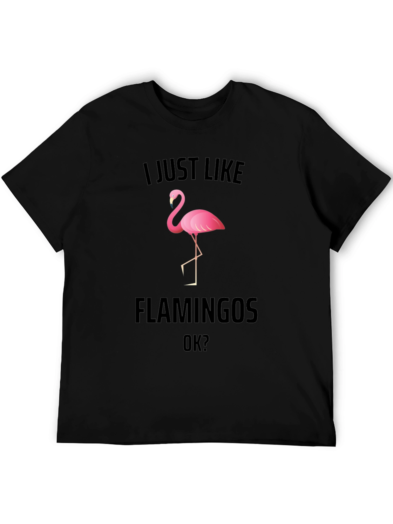 Black I Just Like Flamingos Graphic T-Shirt view 5