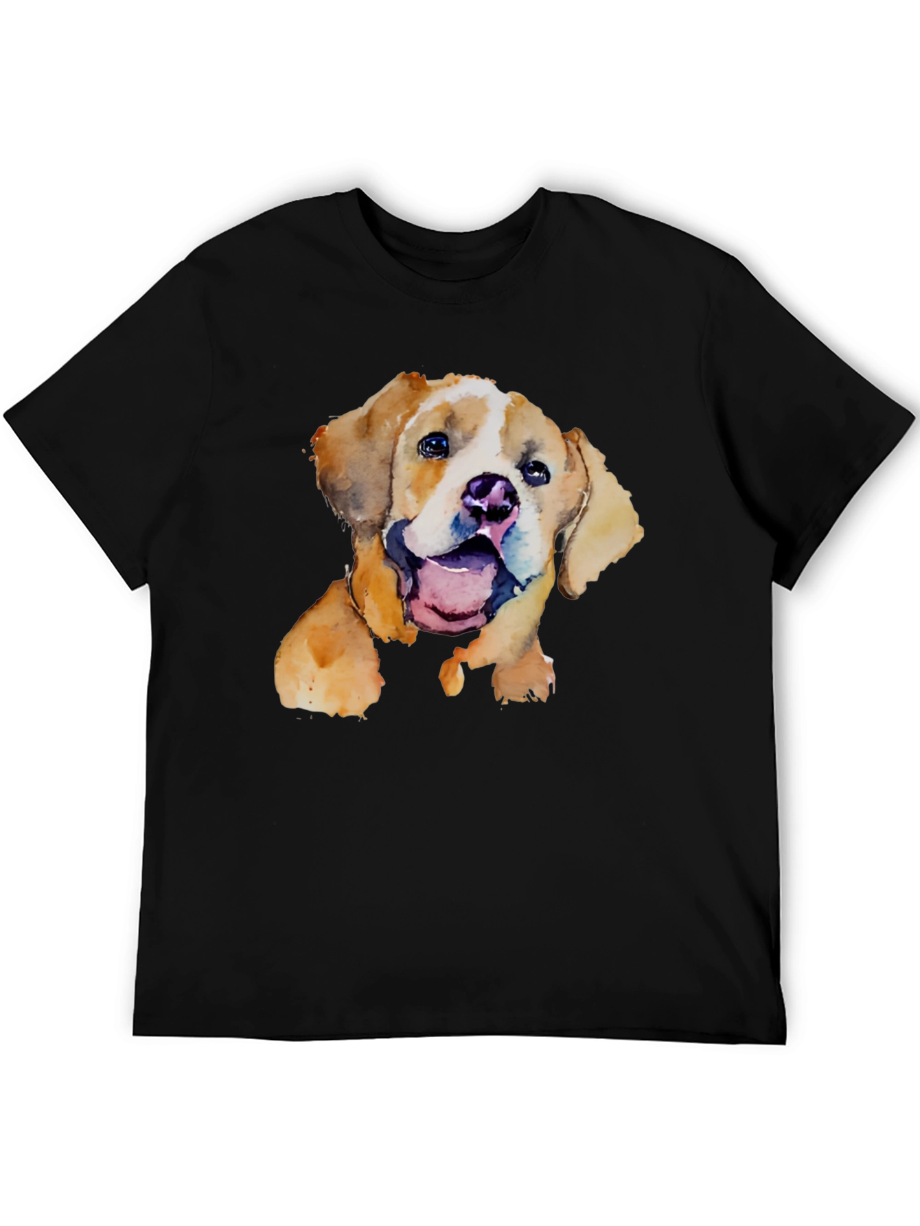 Black Watercolor Puppy Graphic T-Shirt - Cute Dog Tee view 5