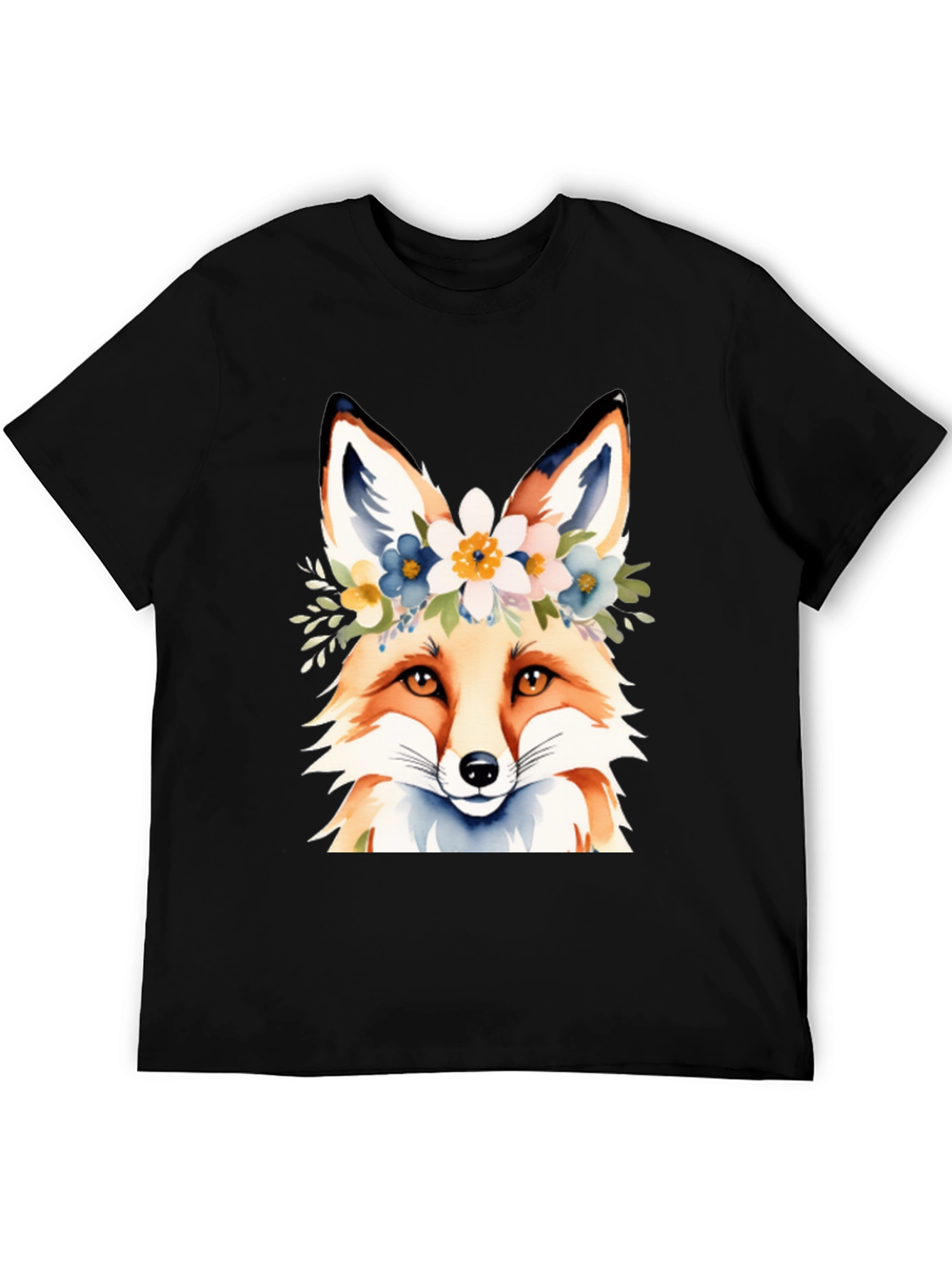 Black Floral Fox Tee - Stylish Graphic T-Shirt view 5