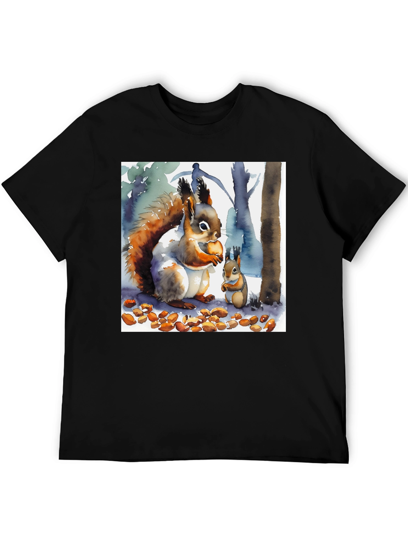 Black Squirrel Watercolor Graphic Tee view 5