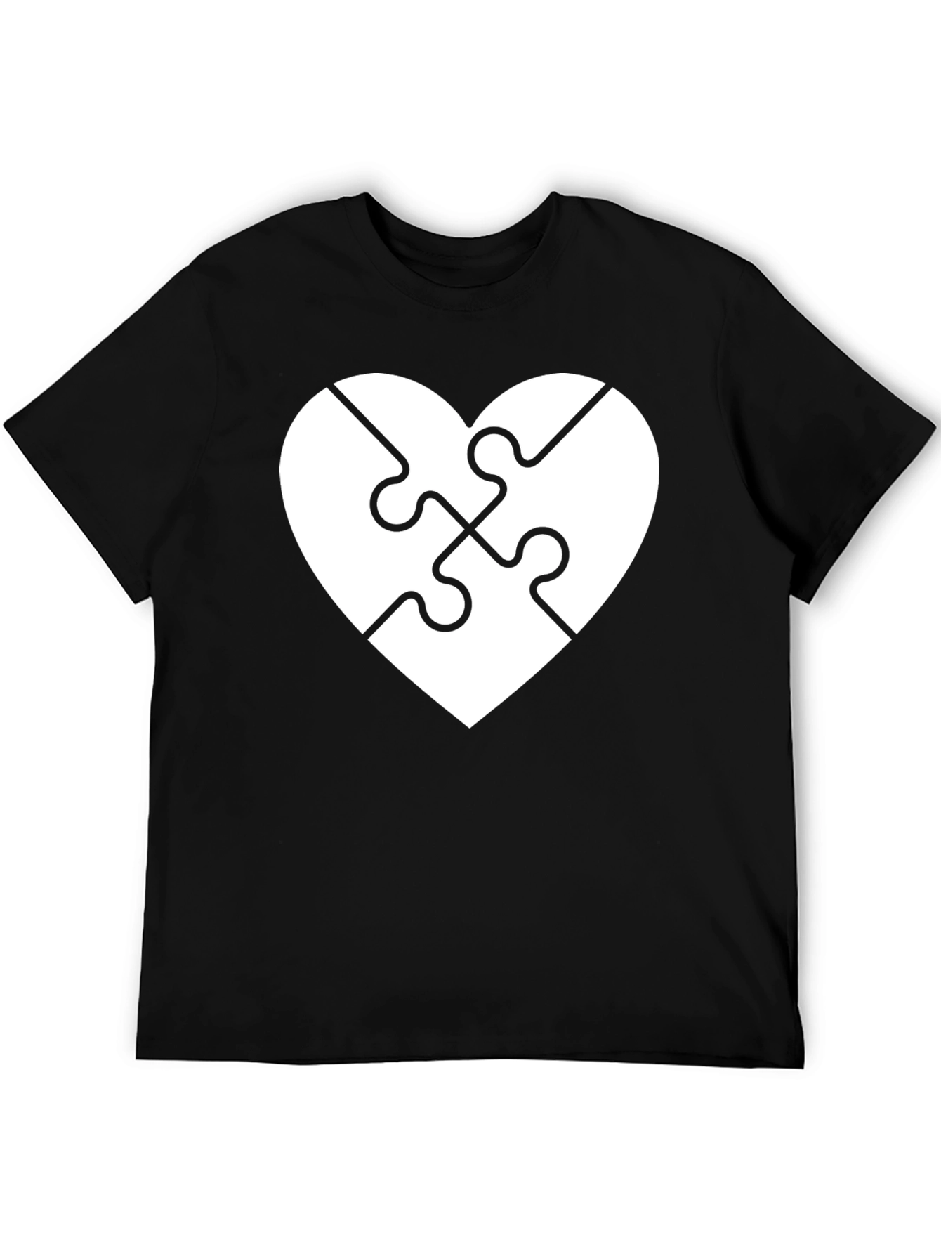 Black Heart Puzzle Piece Graphic Tee - Black Cotton view 5