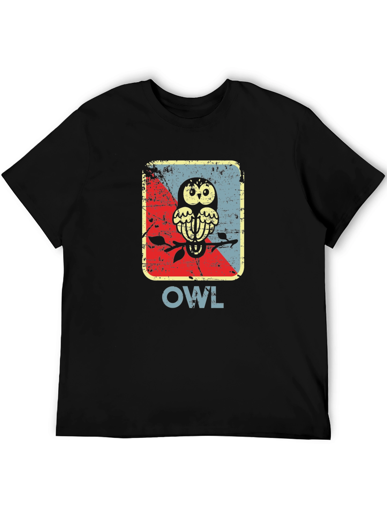 Black Vintage Owl Graphic Tee - Unique Bird Design view 5