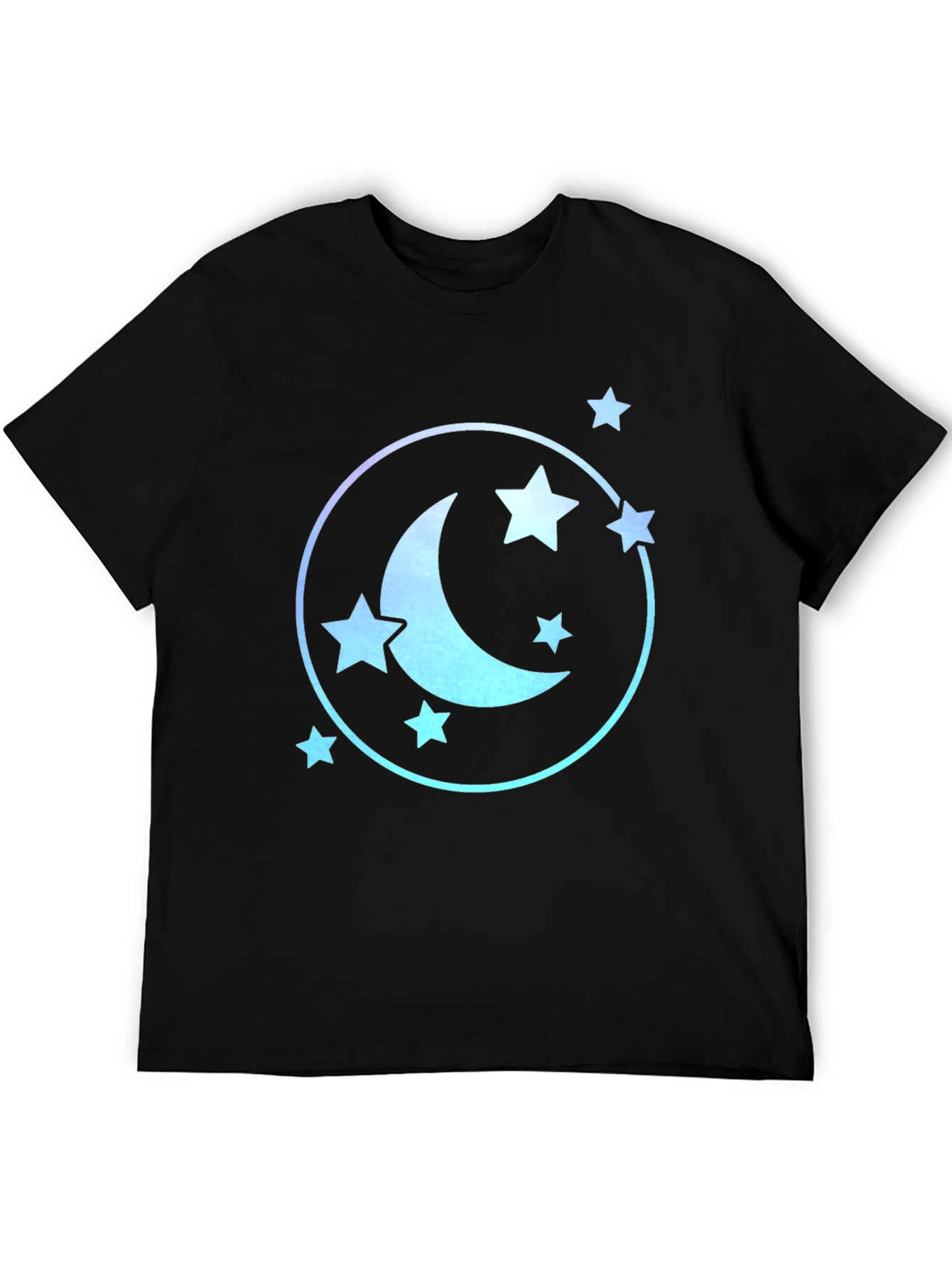 Black Celestial Moon & Stars Graphic Tee - Black Cotton Blend view 5