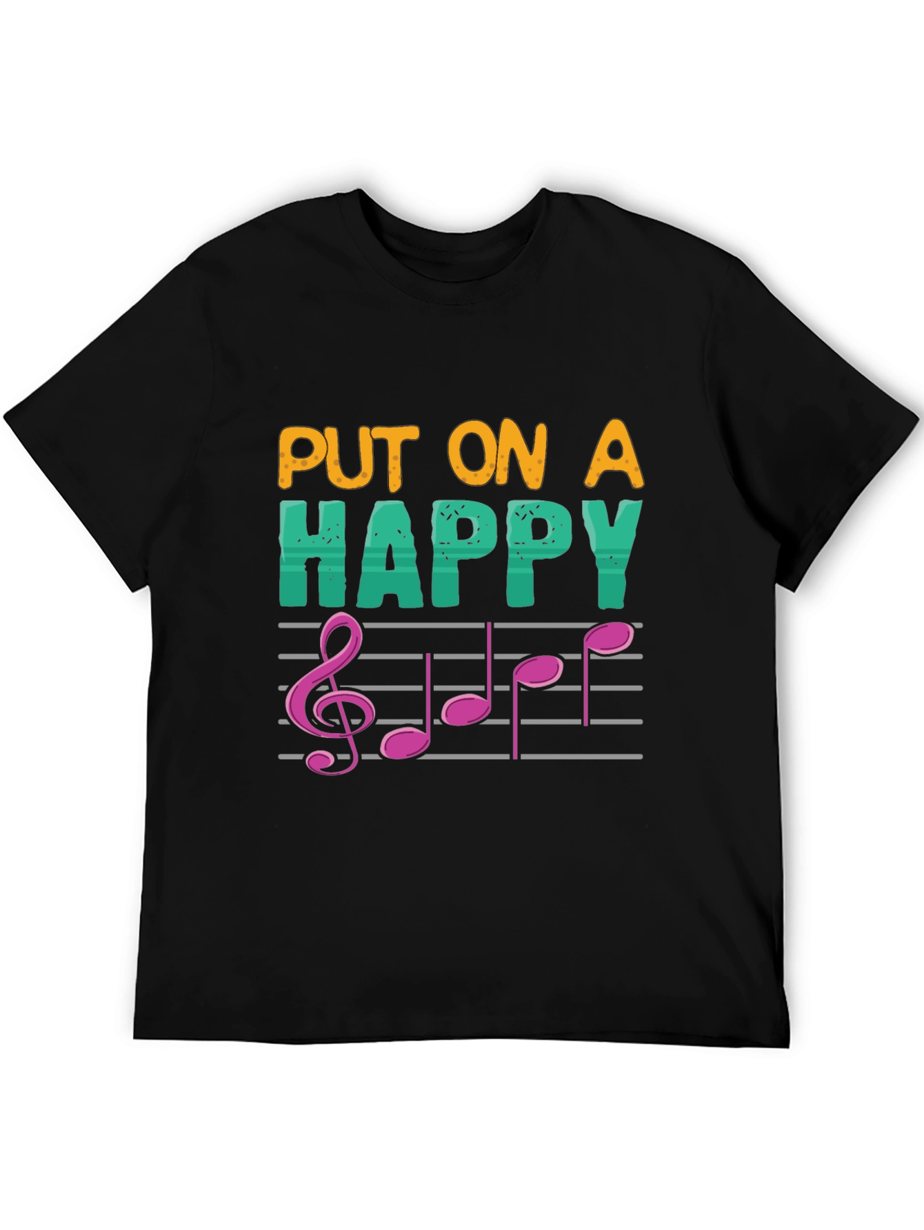 Black Happy Music Note Graphic Tee view 5