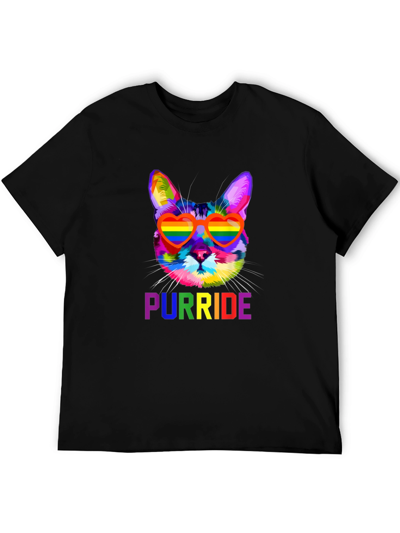 Black Rainbow Purride Cat T-Shirt view 5