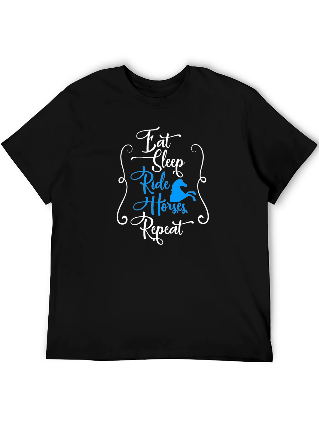 Black Eat Sleep Ride Horses Repeat T-Shirt view 5