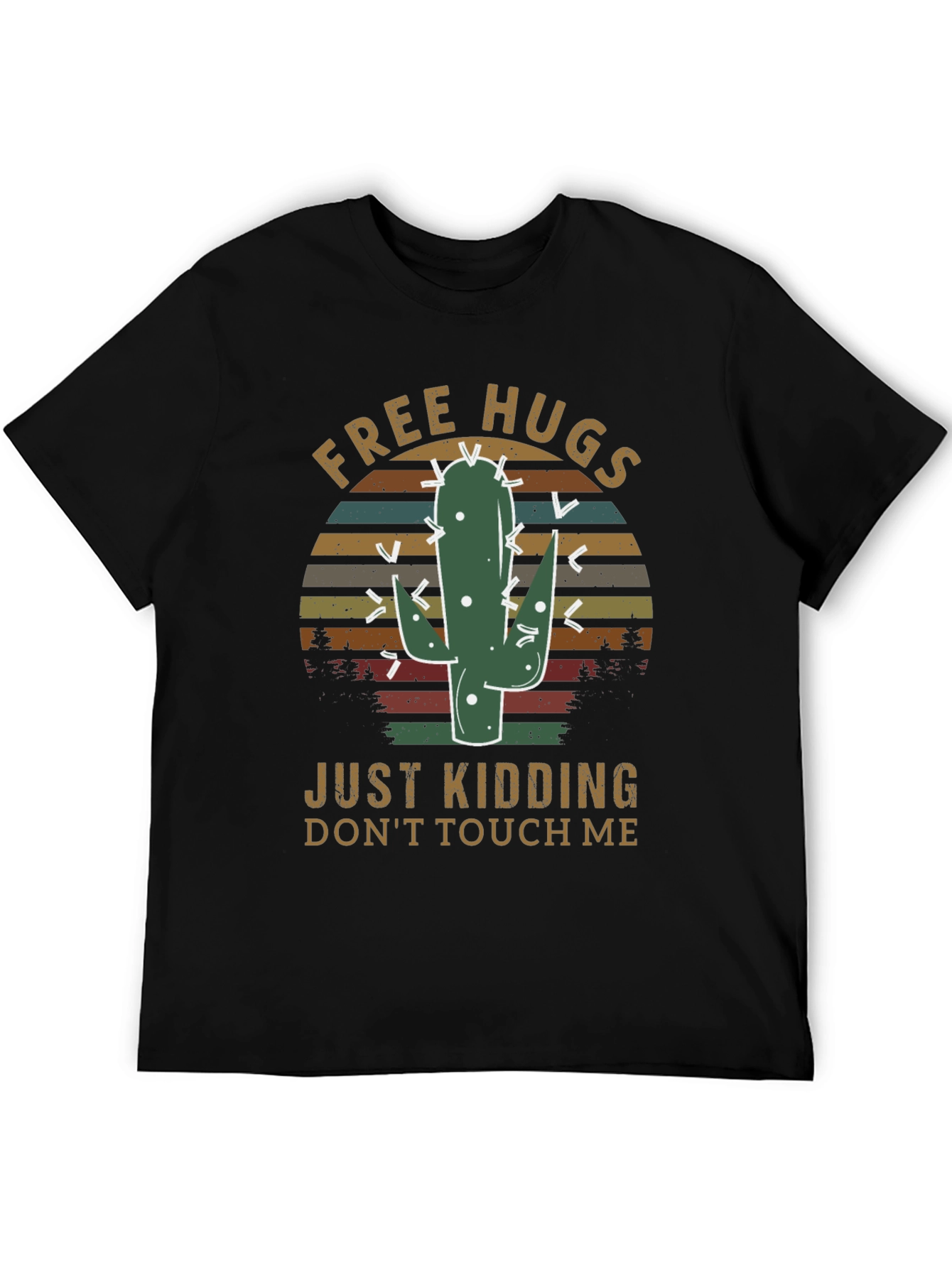 Black Free Hugs Cactus T-Shirt view 5