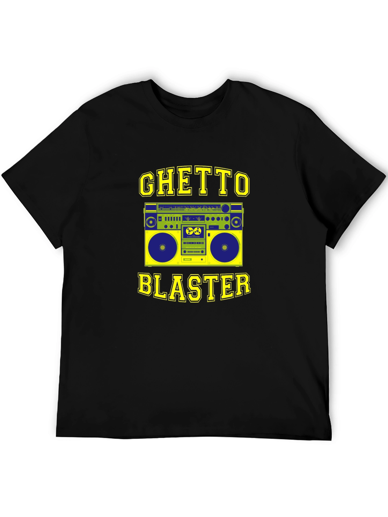 Black Ghetto Blaster Graphic Tee - Retro Boombox Design view 5