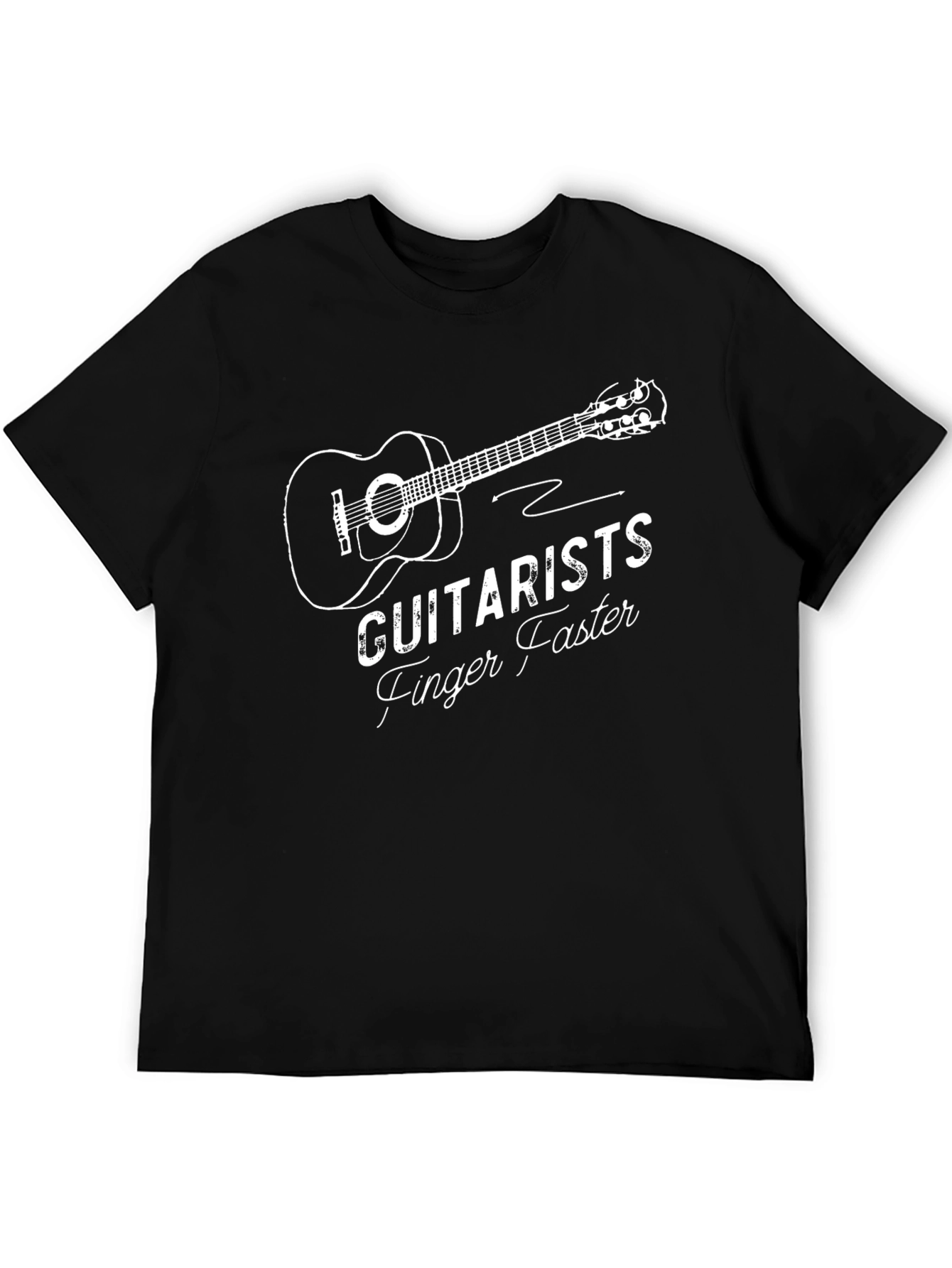 Black Guitarists Finger Faster Black Graphic Tee view 5