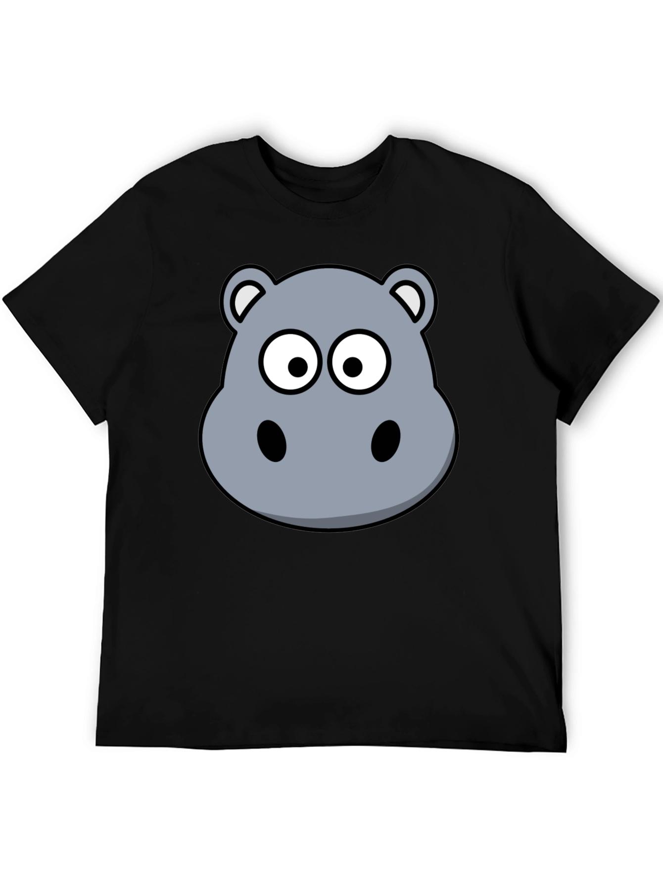 Black Hippo Cartoon Graphic Black T-Shirt view 5