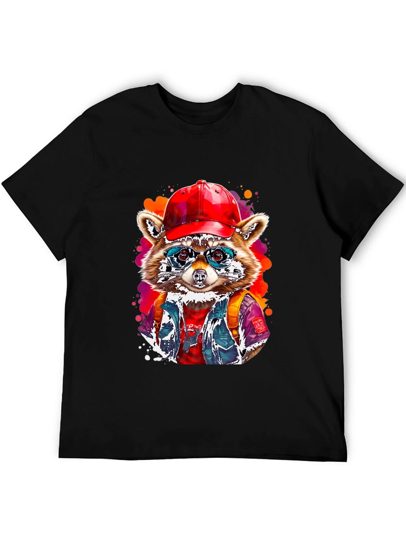 Black Cool Raccoon T-Shirt view 5