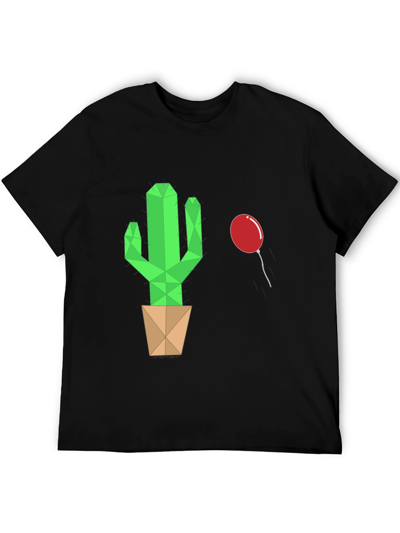 Black Geometric Cactus & Balloon Graphic Tee view 5
