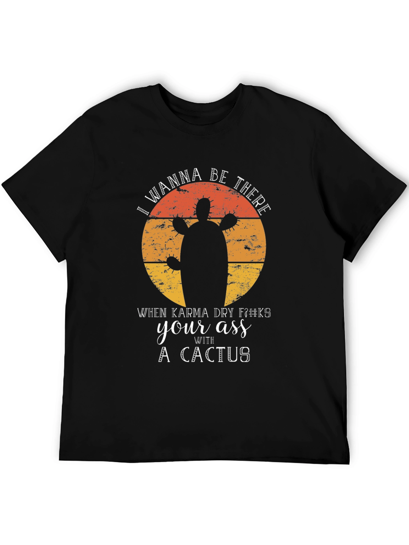 Black Karma Cactus Graphic Tee - Funny Sarcastic Novelty T-Shirt view 5