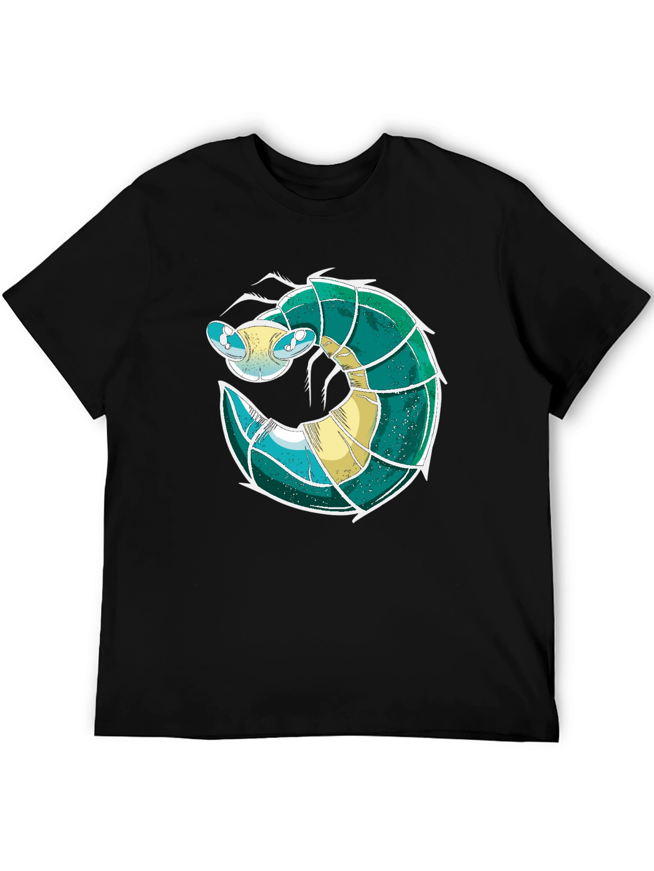 Black Cool Shrimp Design Black T-Shirt view 5