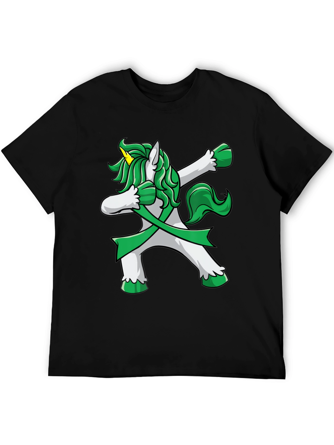 Black Dabbing Unicorn T-Shirt - St. Patrick's Day Style view 5