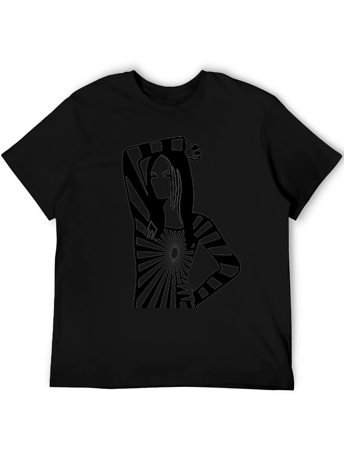 Black Stripped Design T-Shirt view 5