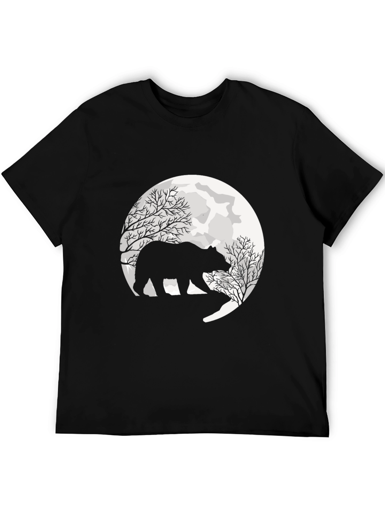 Black Bear Silhouette Moon Graphic Tee - Black view 5