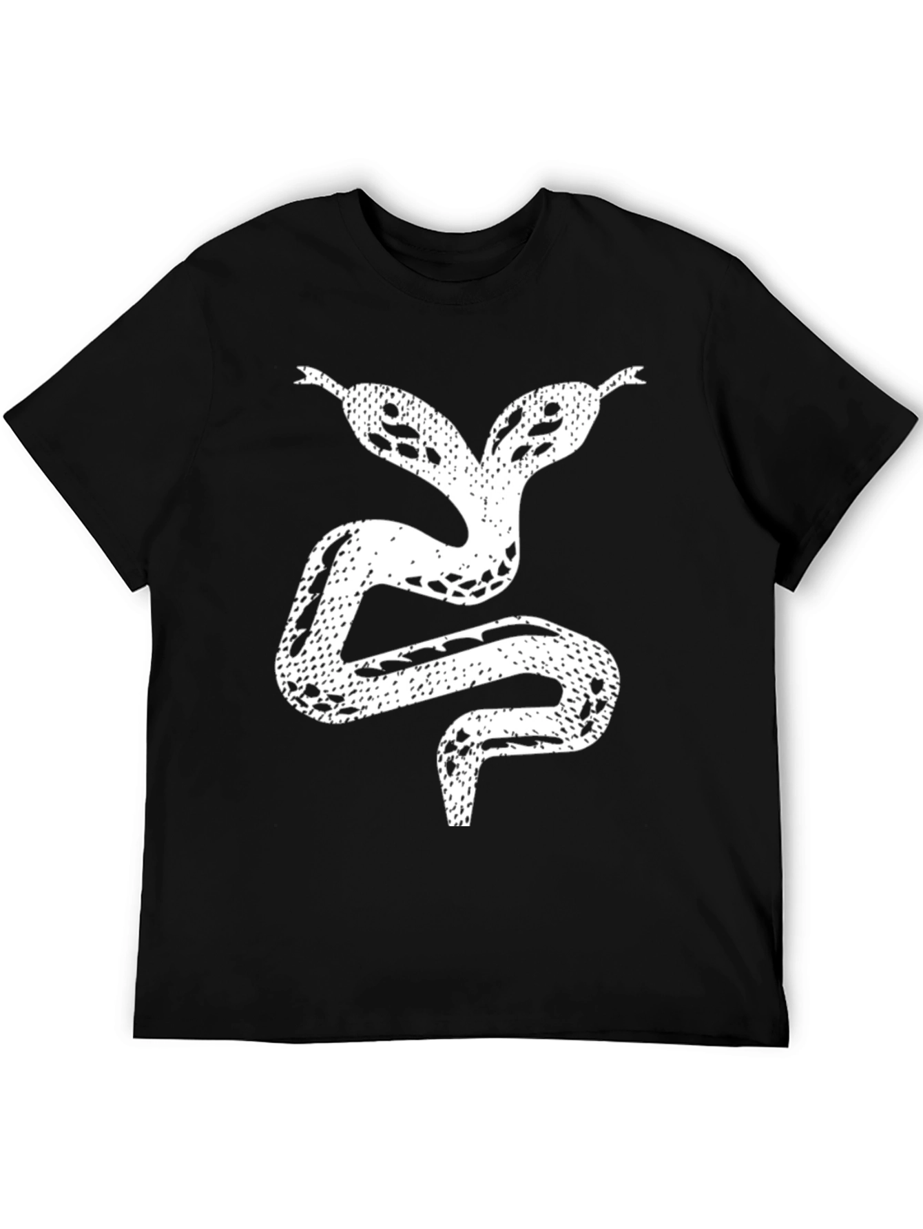 Black Two-Headed Snake Graphic Tee - Black Cotton T-Shirt view 5