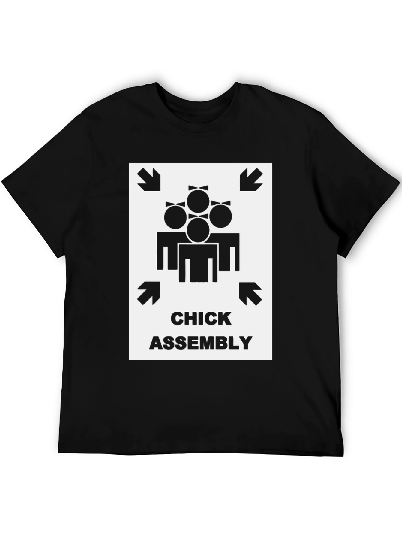 Black Chick Assembly Funny Graphic T-Shirt view 5