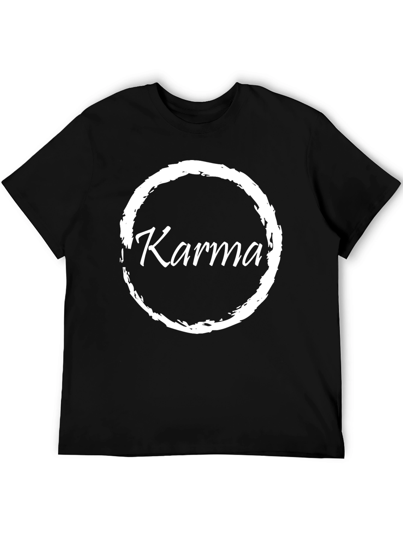 Black Karma Circle Tee - Casual Black Cotton T-Shirt view 5