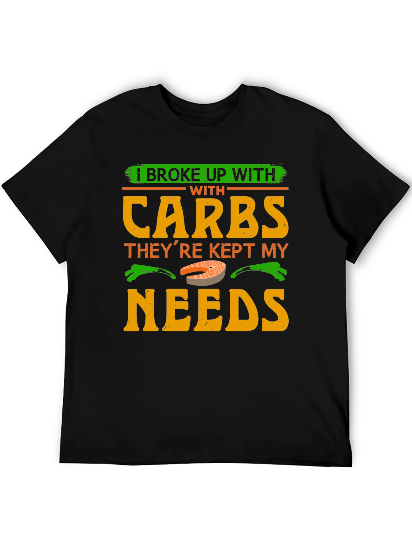 Black I Broke Up With Carbs T-Shirt Funny Keto Diet Tee view 5
