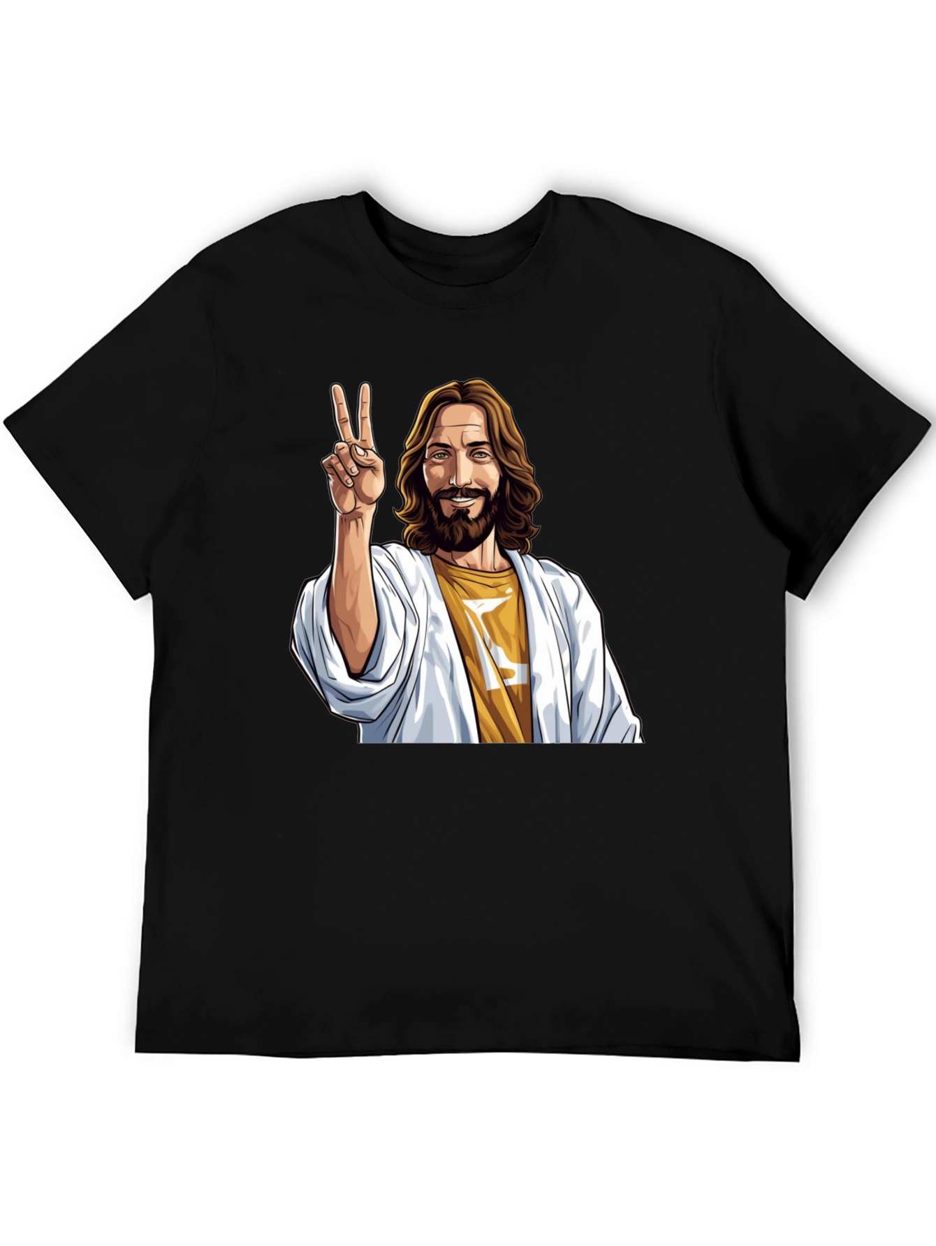 Black Peace Jesus Graphic Tee - Black Cotton Blend view 5