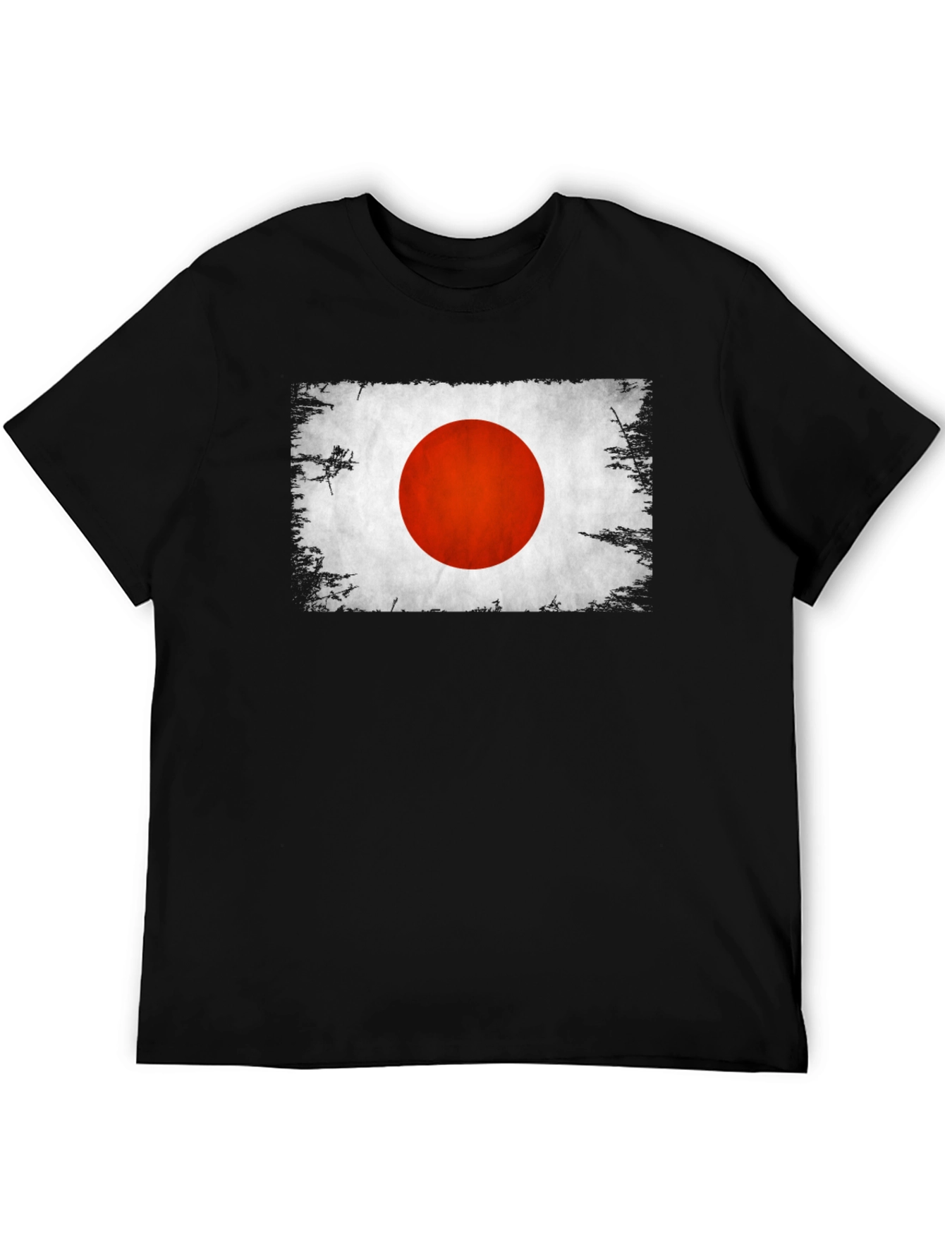 Black Japan Flag Graphic T-Shirt Distressed Look view 5