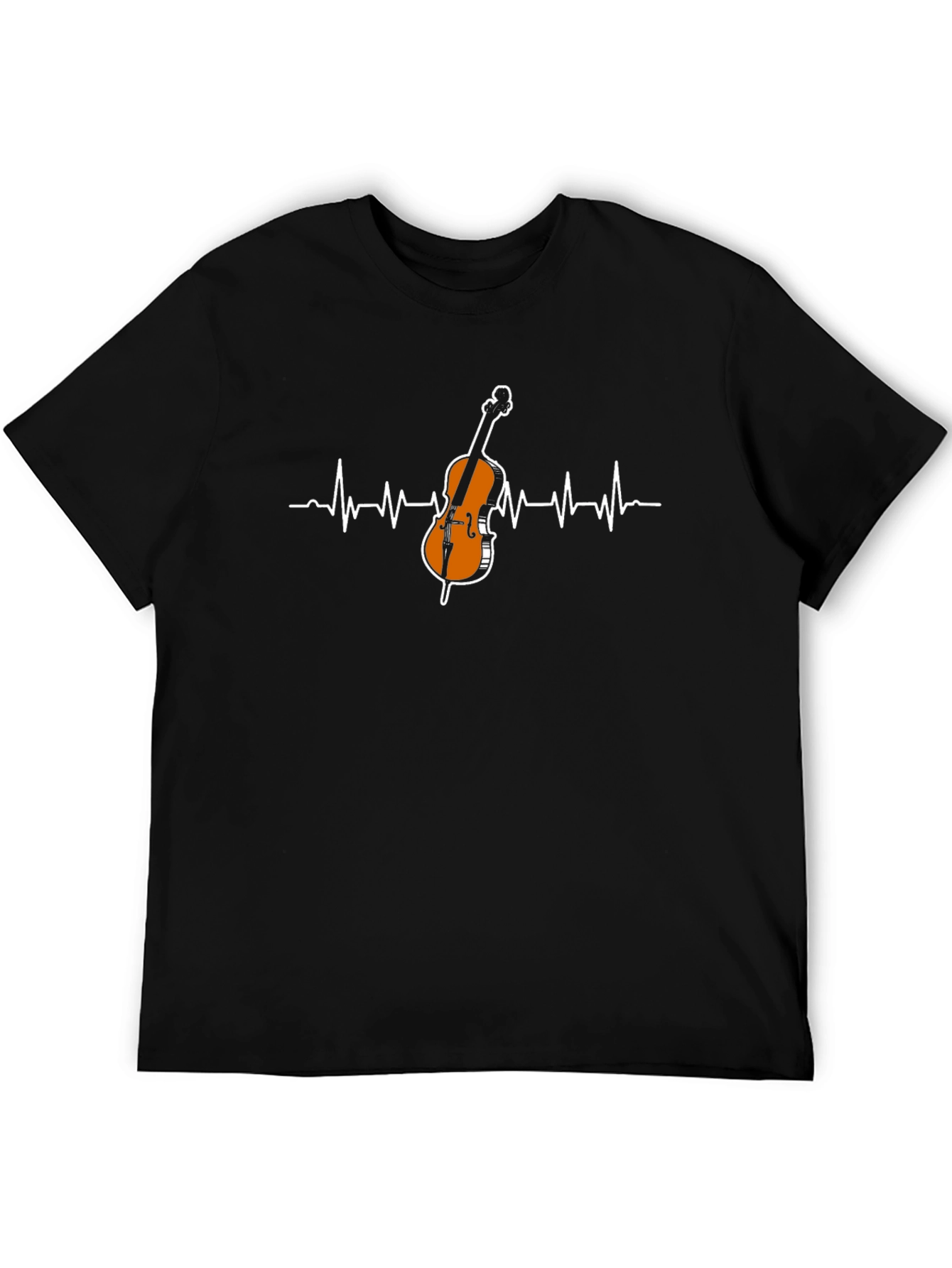 Black Cello Heartbeat Graphic T-Shirt - Music Lover Tee view 5