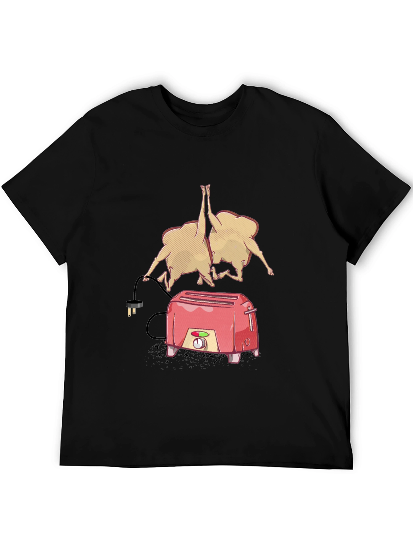 Black Funny Toaster & Toast T-Shirt - Black Cotton Tee view 5