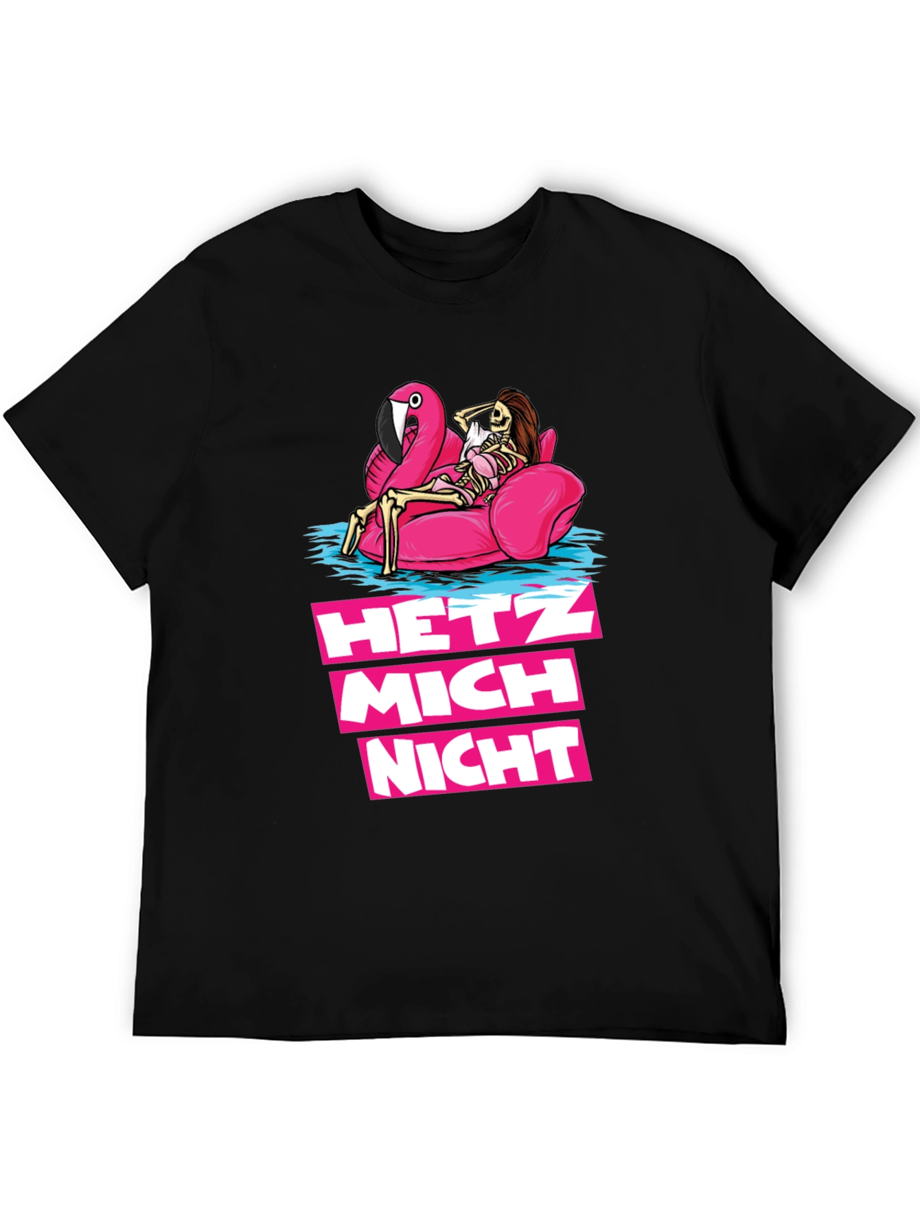Black Hetz Mich Nicht Skeleton Flamingo T-Shirt view 5