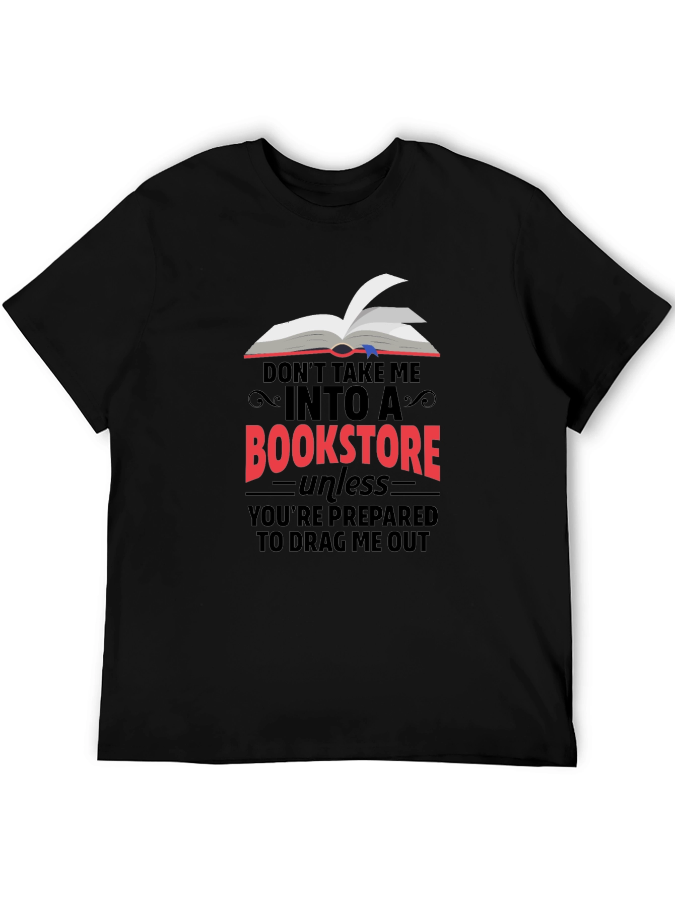 Black Bookstore Lover's T-Shirt: Funny Book Reader Tee view 5