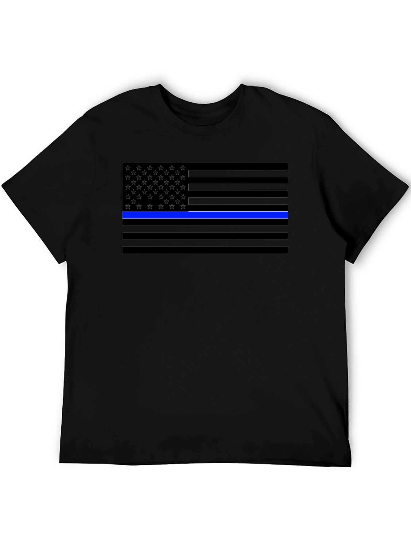 Black Blue Line Flag T-Shirt - Support Law Enforcement view 5