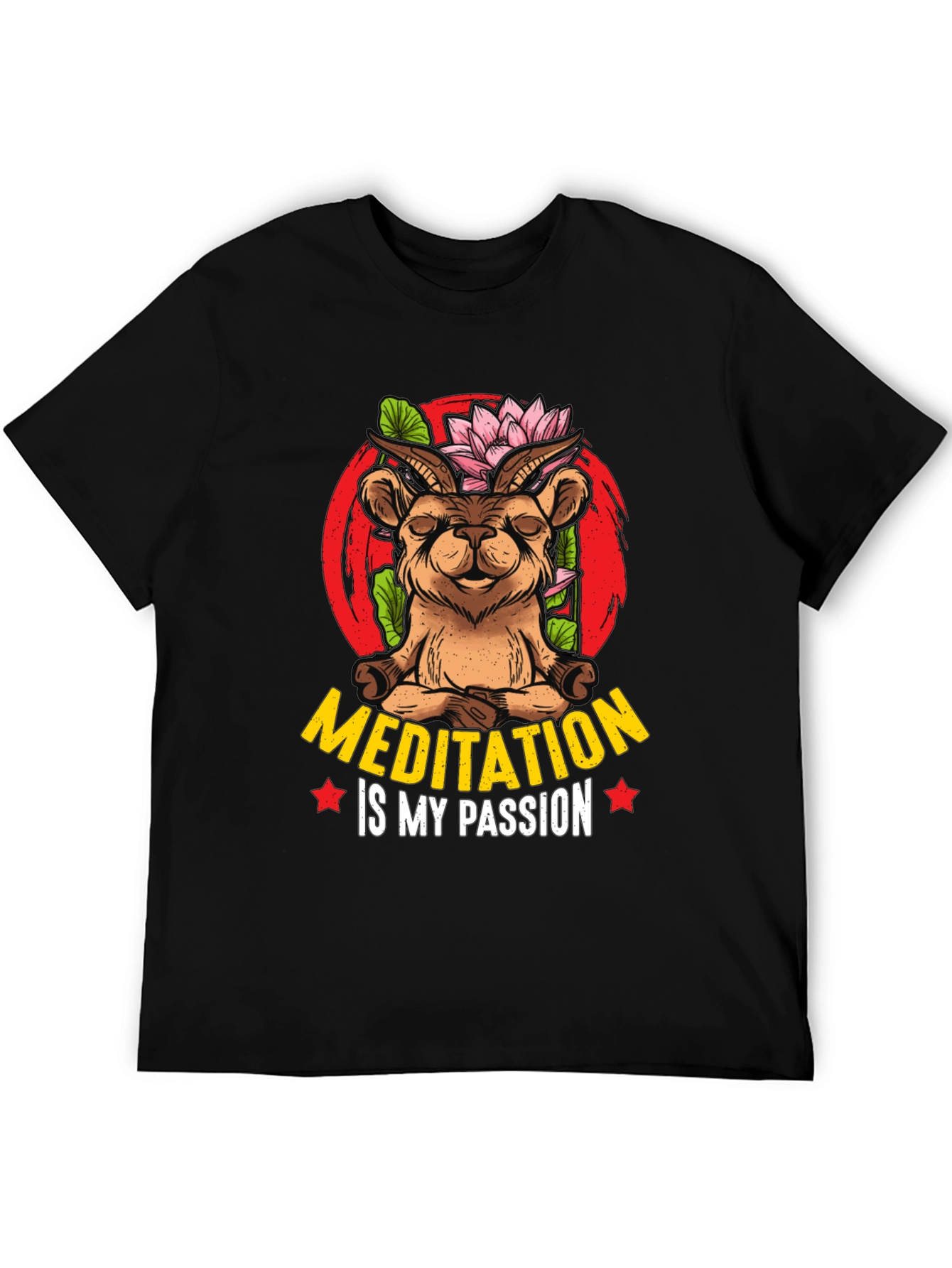 Black Meditation Goat T-Shirt - Unisex Design view 5