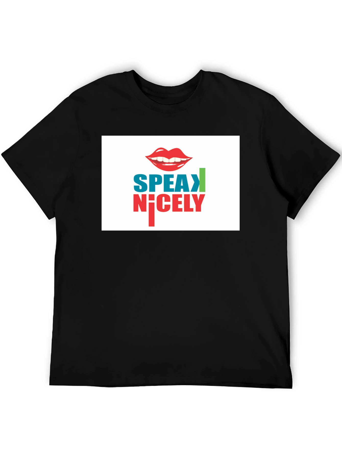 Black Speak Nicely Graphic Tee - Black Cotton Blend view 5