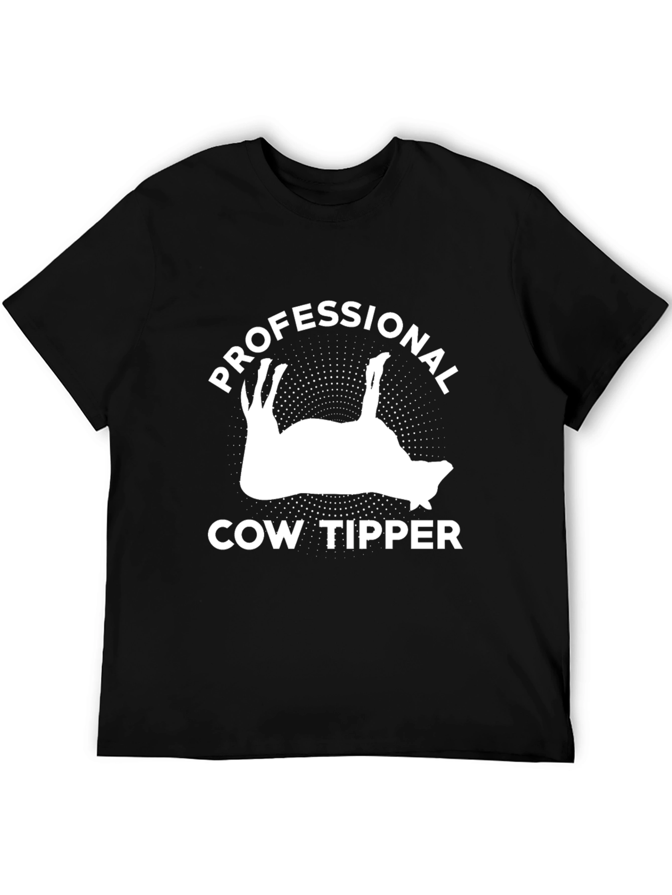 Professional Cow Tipper Black Graphic T-Shirt - 5