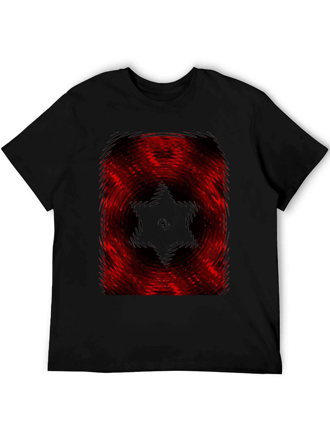 Black Abstract Red & Black Swirl Graphic Tee view 5