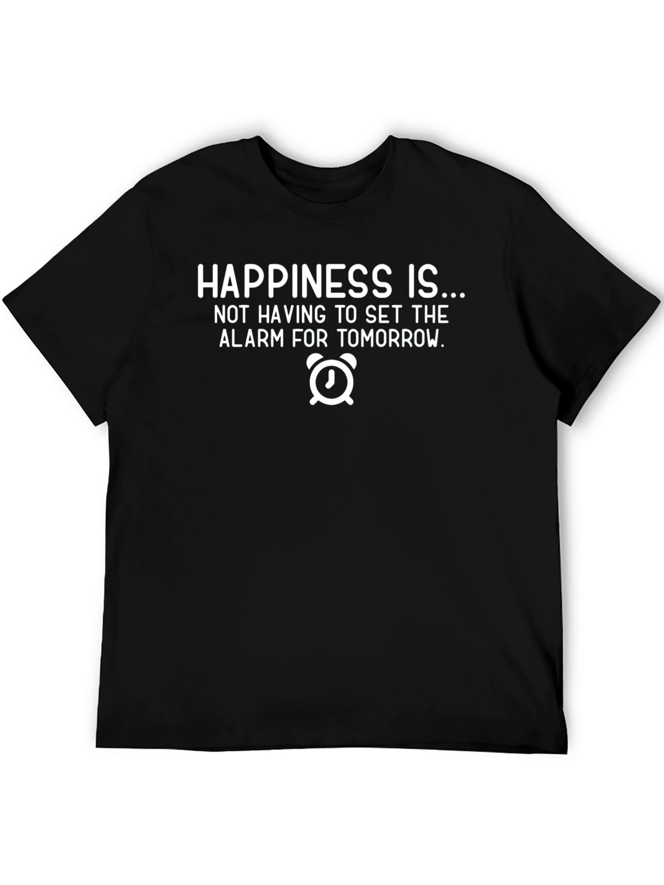 Black Happiness Alarm Clock Graphic T-Shirt view 5