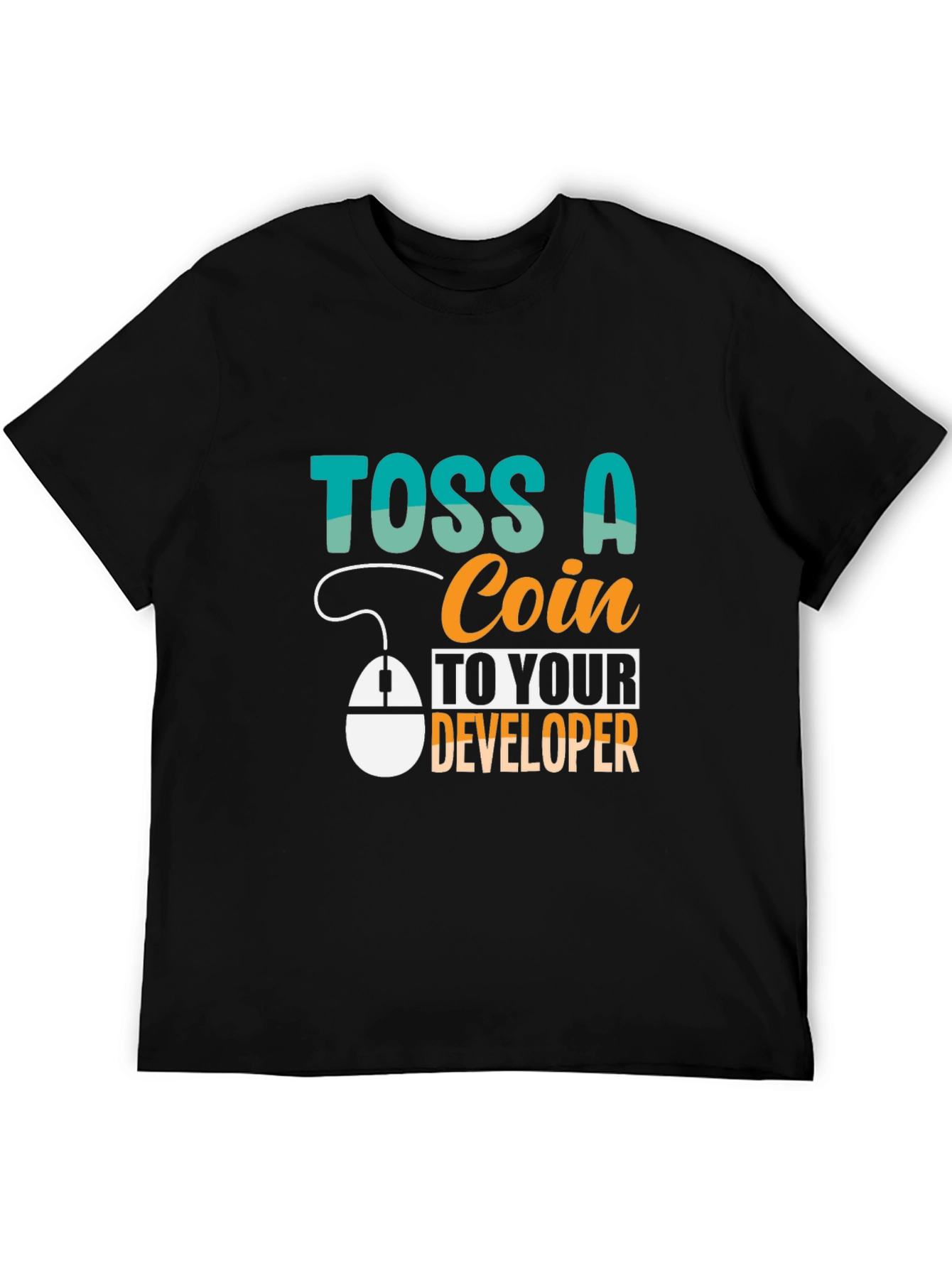 Black Toss a Coin to Your Developer T-Shirt view 5