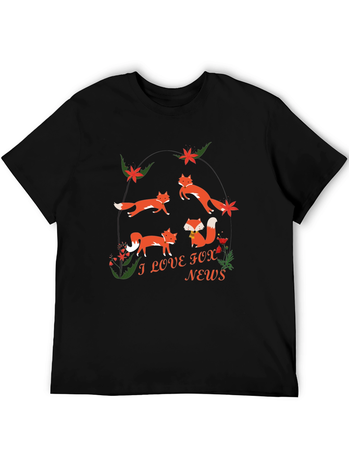 Black Fox News Graphic T-Shirt - Quirky Design view 5