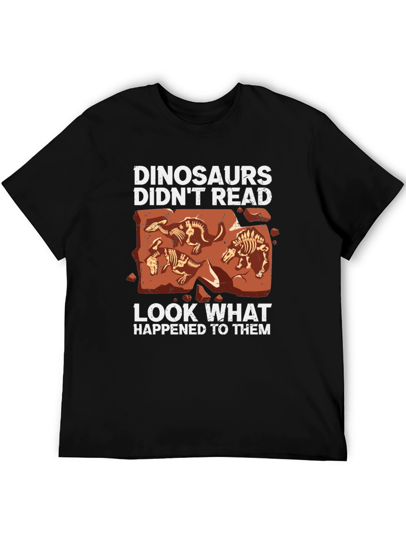 Black Dinosaurs Didn't Read T-Shirt Funny Dino Skeleton Tee view 5