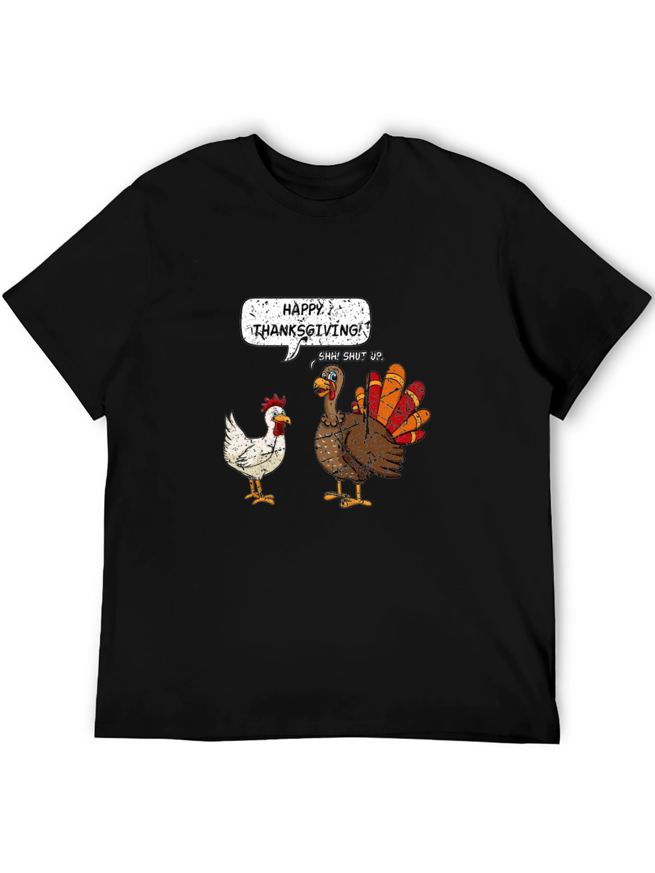 Black Happy Thanksgiving Funny Turkey T-Shirt view 5