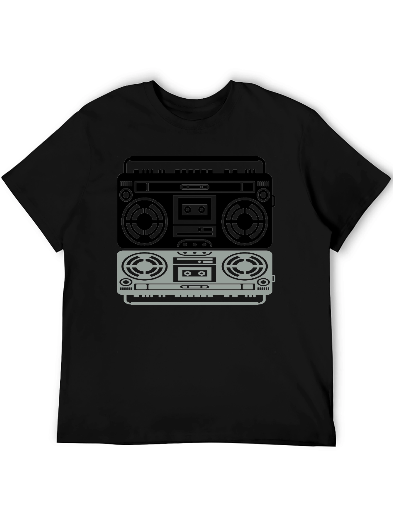 Black Retro Boombox Graphic T-Shirt - Vintage Music Lover Tee view 5