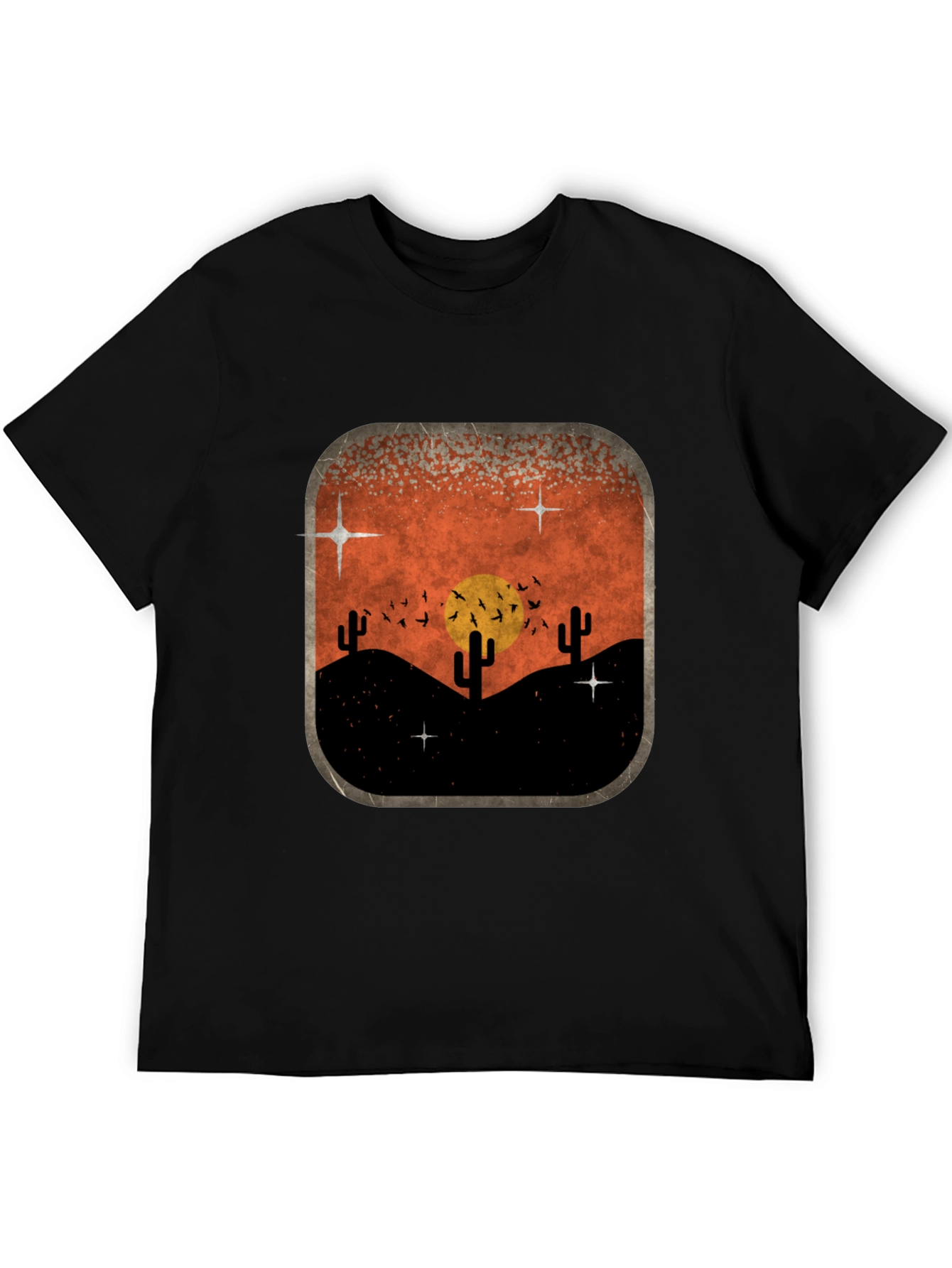Black Retro Desert Sunset Graphic Tee - Classic Black view 5