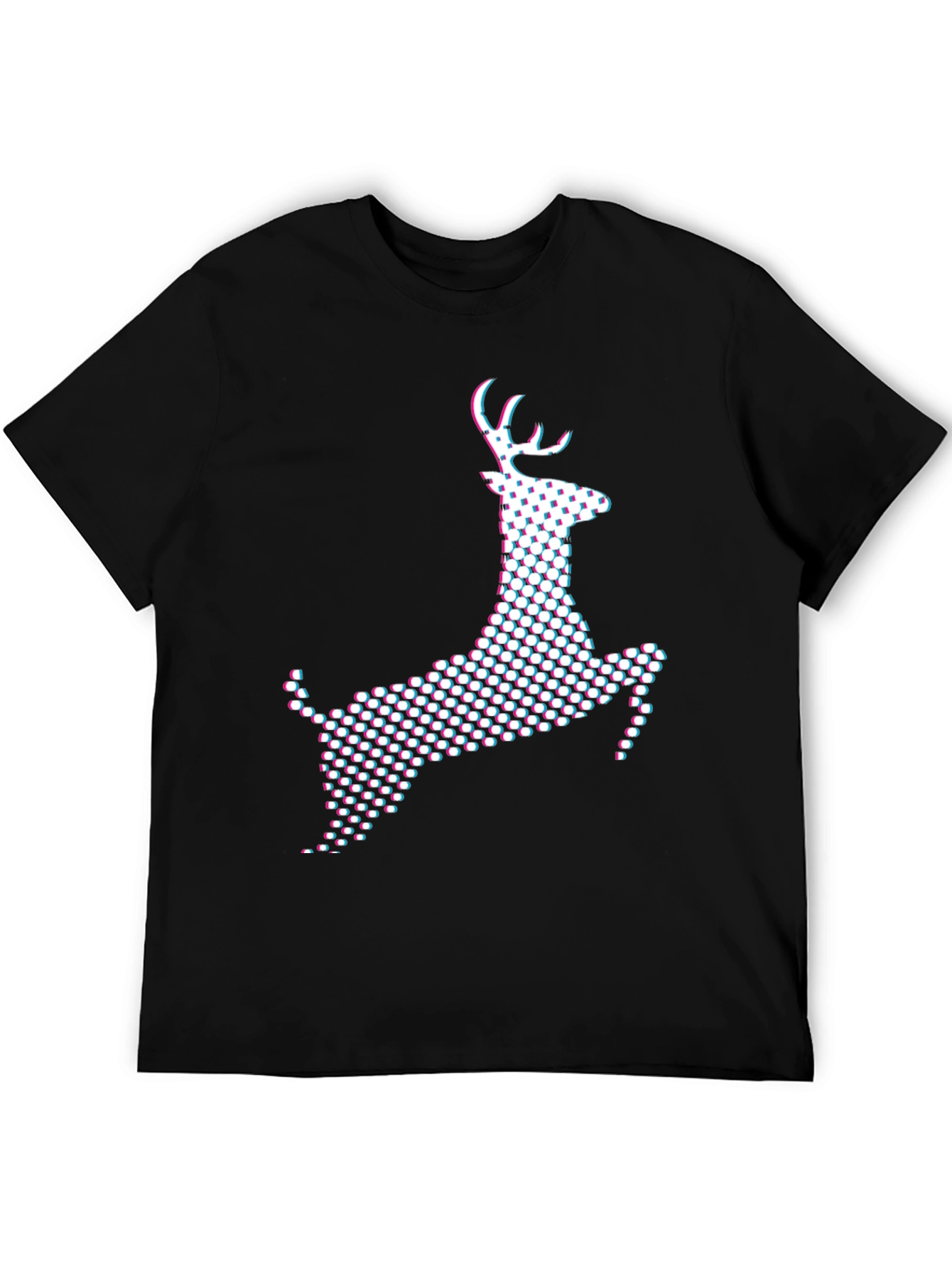 Black Abstract Reindeer Graphic Black T-Shirt view 5