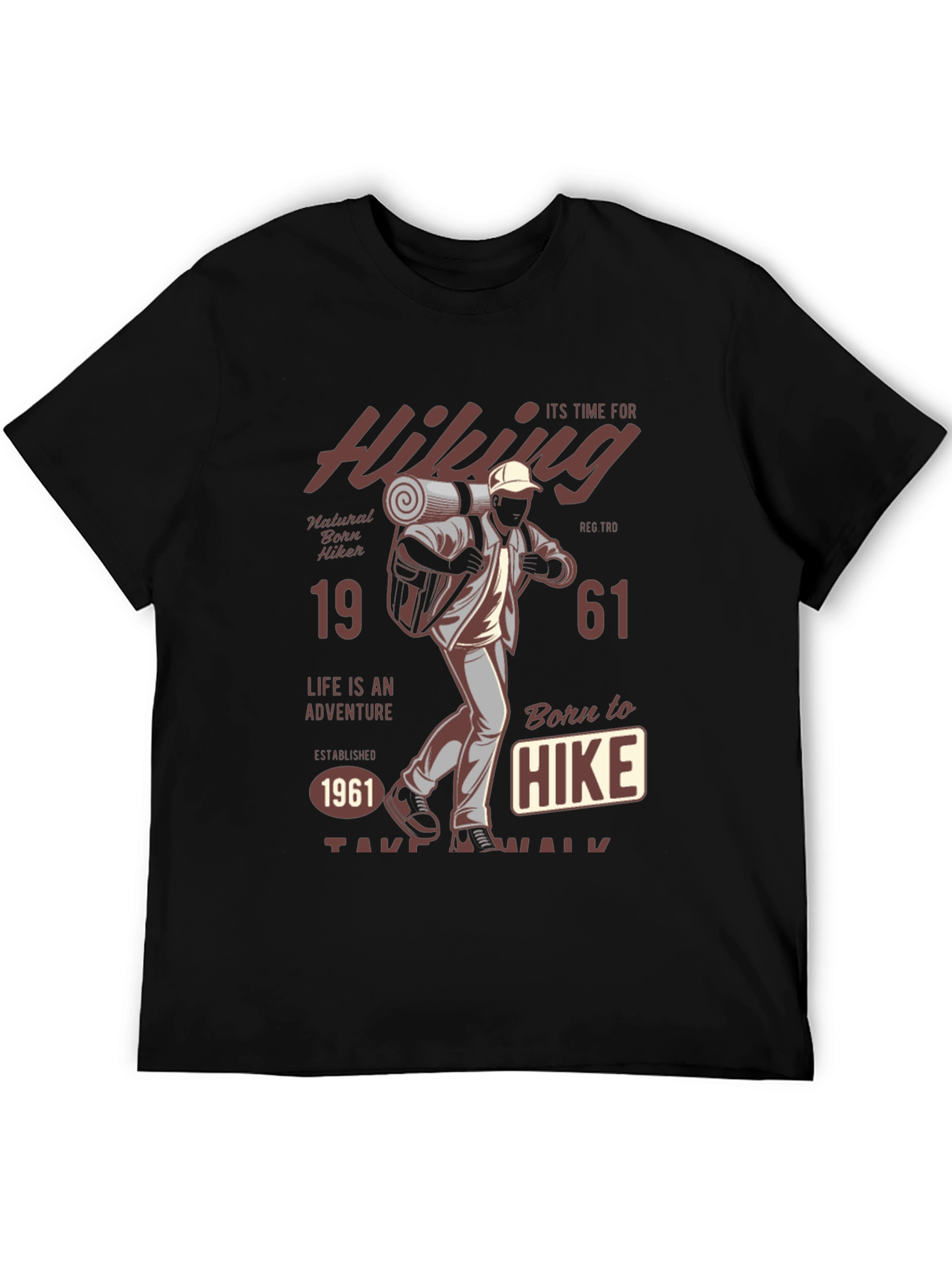 Black Hiking Adventure Tee - Born to Hike Graphic T-Shirt view 5