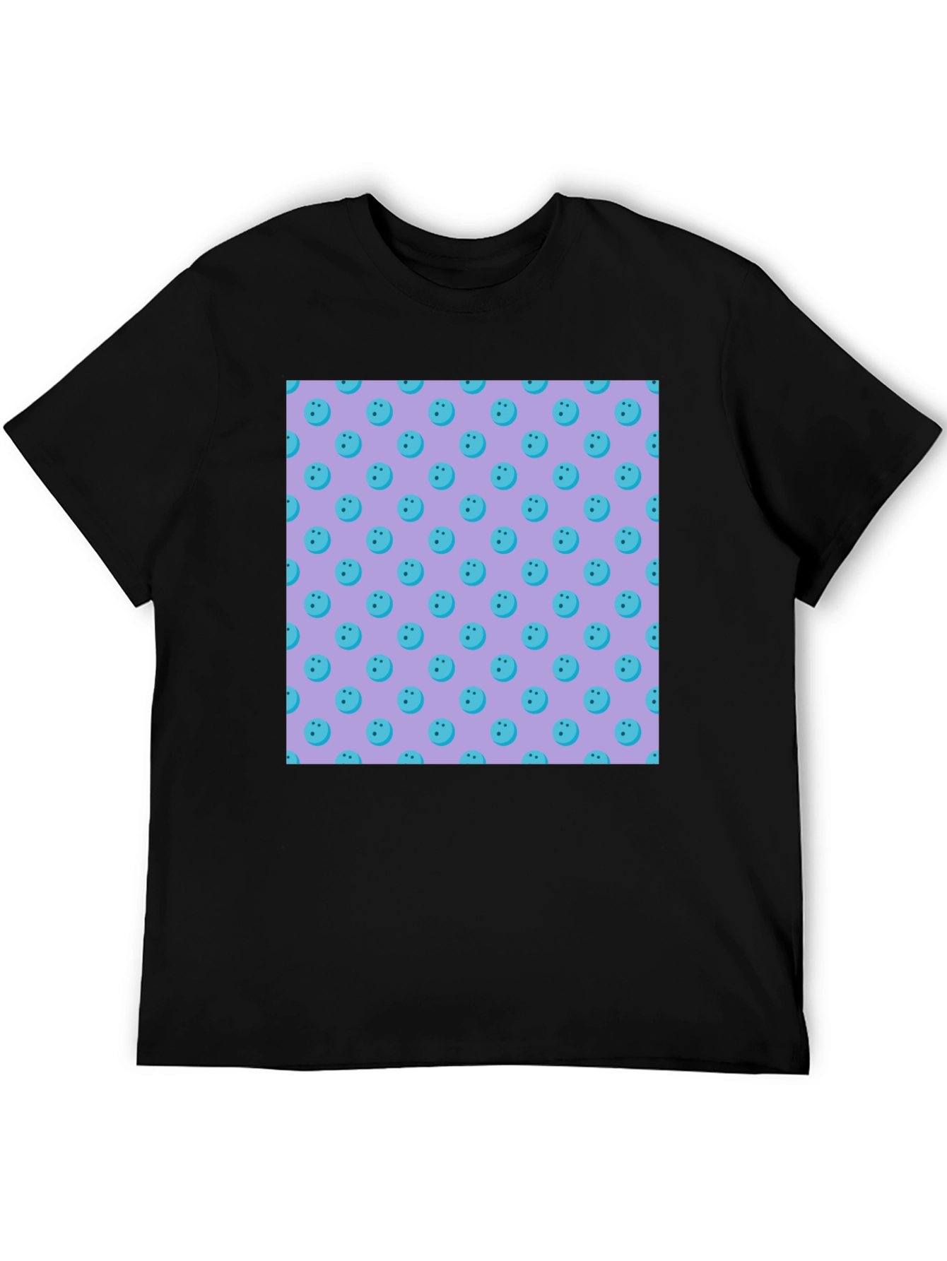 Black Novelty Bowling Ball Pattern Black T-Shirt view 5
