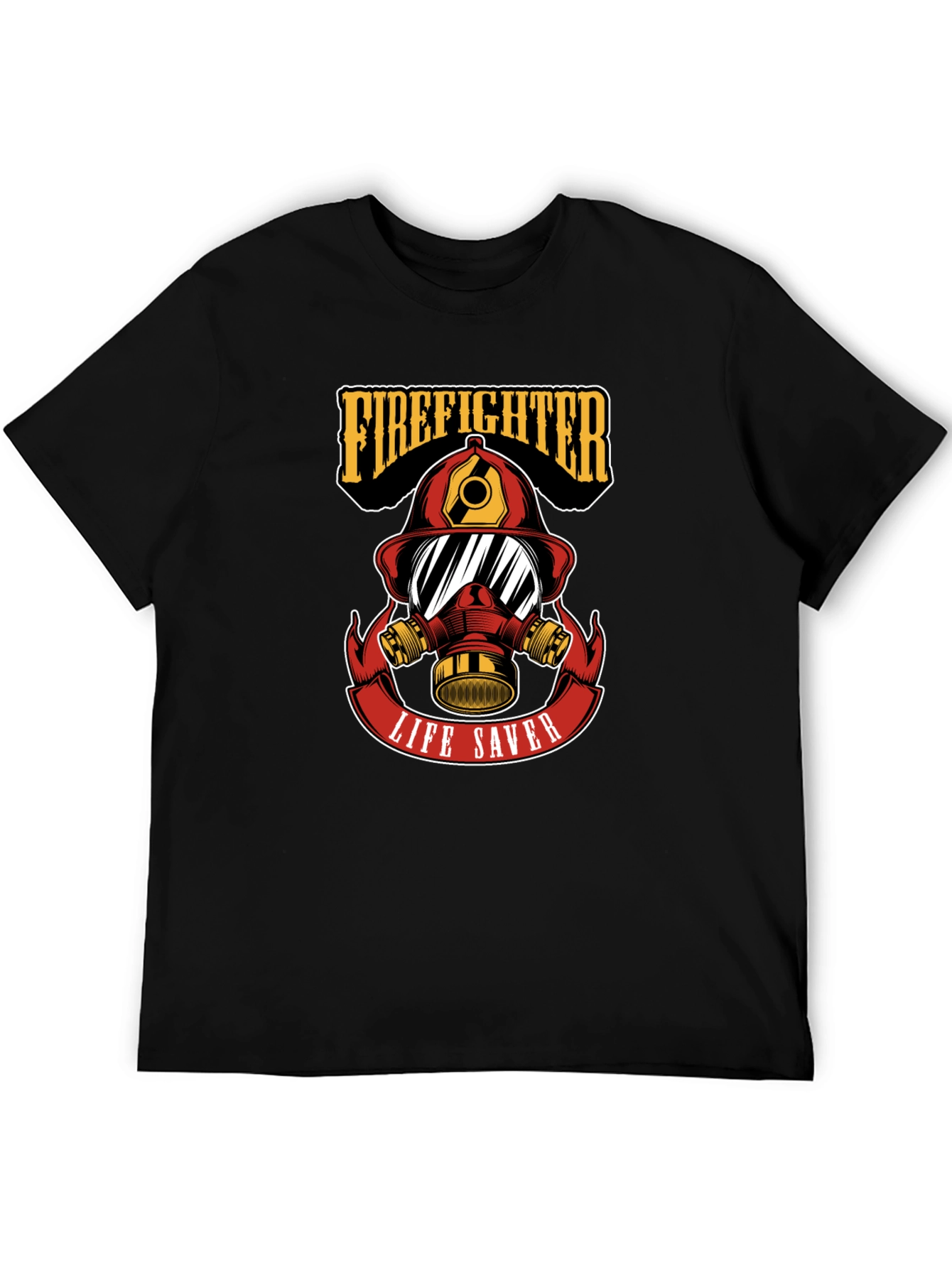 Black Firefighter Life Saver Graphic T-Shirt - Black view 5